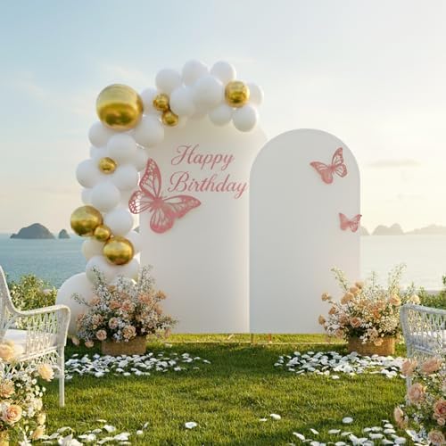Toolterritary Metal Arch Backdrop Stand and Cover Set of 2, Sturdy 7.2FT, 6FT Party Backdrop Set, Wedding Arch Frame and Cover Set for Birthday, Baby Shower,Christmas, Anniversary - Image 3