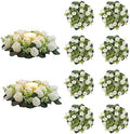 NUPTIO Flower Wedding Centerpieces for Tables - 10 Pcs 14 inch Diam Large White Artificial Flowers Fake Roses Candle Rings Wreaths Spring Summer Wreath for Front Door Weddings Party Ceremony Decor by Nuptio