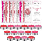 Spakon 60 Sets Baby Shower Favors for Guests Include Unscented Tealight Candles Multicolor Ballpoint Pen Thank You Card OPP Bags Gender Reveal Gifts for Baby Shower Game Prizes (Pink,Girl) by Aranorun
