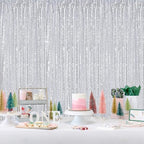 Glitter Silver Backdrop Curtain Panels 6x8FT Sequin Photography Backdrop - Image 2