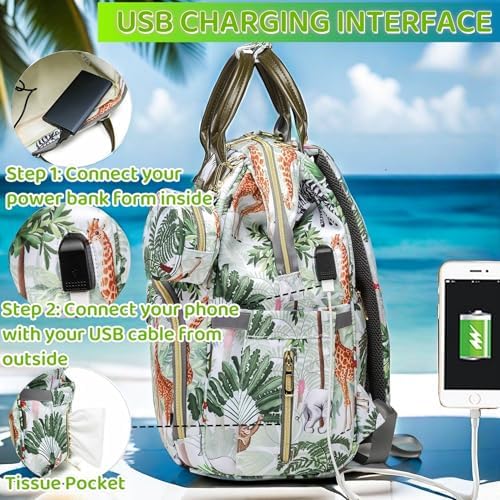 Diaper Bag Backpack for Dad and Mom with USB Charging Port Stroller Straps and Insulated Pocket,army military Travel Nappy Backpack for Daddy/Mommy (Animal Pattern) - Image 3