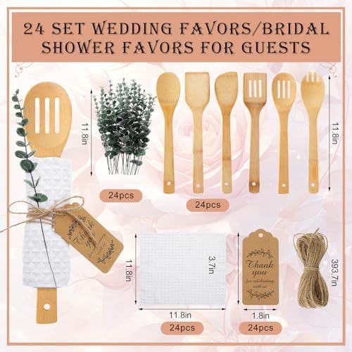 Funnymoom 24 Sets Wedding Bridal Shower Favors, Bamboo Wooden Spoons - Image 2