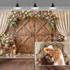 20x10ft Wedding Backdrop Rustic Floral Flower Wooden Wall Backdrop Bridal Baby Shower Ceremony Photography Background Shabby Chic Countryside Western Anniversary Wedding Party Birthday Photo Prop by Mtsxfy