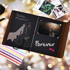 Leather Scrapbook Album, AIOR Vintage Photo Album DIY Memory Book, 60 Black Blank Pages Paper, Wedding Gifts Birthday Anniversary Mother's Day Presents for Men Women Mom Friend, Cat - Image 5