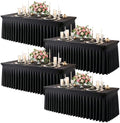 4 Pack Black Spandex Tablecloth for 6FT Rectangle Tables, Fitted Stretch Table Cover with Skirt, Wrinkle Free Washable Elastic Table Cloth for 6 Foot Folding Table, Wedding Banquet Baby Shower by Gogoparti