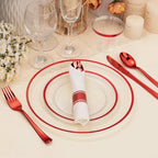 BESTSTAR 350PCS Clear and Red Disposable Plates Set for 50 Guests for Party - Image 3