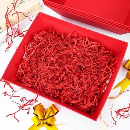 EVELOMO 6 Pack Empty Gift Baskets to Fill - 12" x 10" Large Baskets for Gifts Empty, Sturdy DIY Gifts Baskets Sets with 500g Crinkle Cut Papers for Birthdays Weddings Parties and Holidays (Red) - Image 6