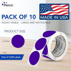 Perco Purple Perforated Round Circle Dot Sticker 2-Inch Labels — 10 Rolls, 5,000 Stickers - Creative Branding, Category Labels & Themed Packaging - Made in USA - Image 2