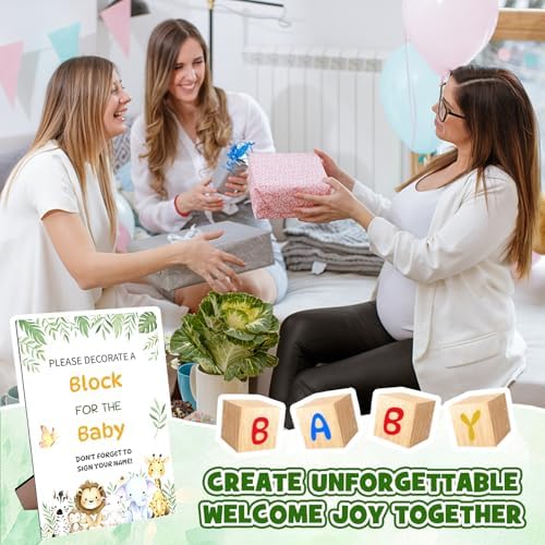 Fennoral 67 PCS Fun Baby Shower Games Sign Kit DIY Coloring Blocks - Image 7