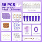 56Pcs Baby Shower Prizes for Game Winners Baby Shower Favors Gifts including Plastic Tumbler Notebook Scented Candles Ballpoint Pen Mirrors with Hair Brushes Bracelet Gift Bag (Purple) - Image 3