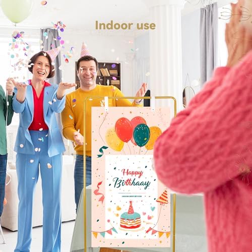 Wedding Sign Holder, Adjustable Welcome Sign Stand w/ Leather Hanging Strap, Satin Ribbon & Carry-on Bag, Heavy Duty Easel Stand for Wedding Seating Chart, Display & Poster (Gold) - Image 5