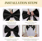 Large Black Bow Decor, 24x16x79 Inches Big Silky Ribbon Bows for Room Wall Door Decorations Oversized Coquette Stain Bow Party Decorations for Halloween Birthday Bridal Baby Shower Wedding Backdrop - Image 4