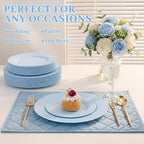 IOOOOO 100 Pcs 7" Blue Plastic Dessert Plates, Fancy Blue Cake Plates - Image 3
