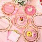 144 Pcs 48 Guests Gradient Pink Paper Plates and Napkins Party Supplies - Image 4