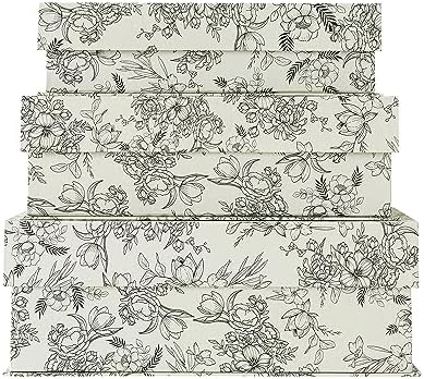 Soul & Lane - Decorative Storage Boxes with Lids, Set of 3, Elegant Floral - Image 2
