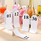 Remerry 50 Pcs Table Numbers 1-50 Acrylic Double Sided Number Cards for Restaurant Acrylic Tent Table Holders Tent Cards Wedding 2.36 x 6.3 Inch (White) - Image 5