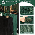 35x72 Inch Dark Green Cheesecloth Table Runner Wedding Holiday Decor - Image 4