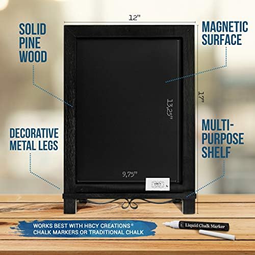 HBCY Creations Rustic Black Wooden Tabletop Chalkboard with Legs/Vintage Wedding Table Sign/Small Kitchen Countertop Memo Board/Antique Wooden Frame (12" x 17", 4- Black) - Image 2