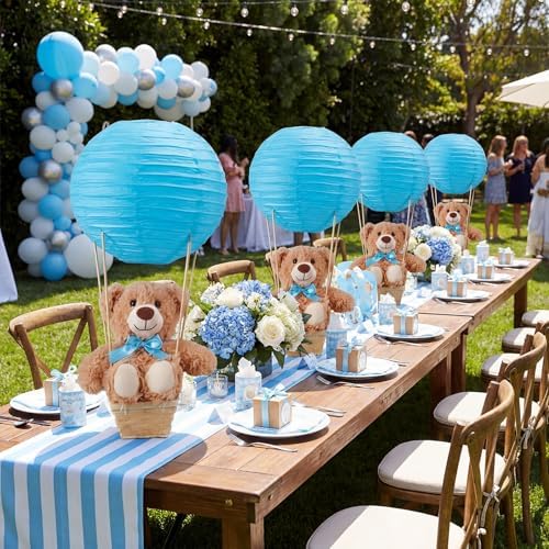 Sosation 6 Sets Hot Air Balloon with Bear Stick Glue Gun, Blue - Image 6