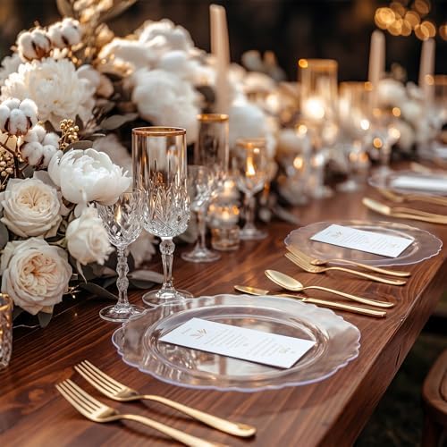 WDF 60pcs Clear Plastic Plates Disposable - 10.25inch Clear Dinner Plates Baroque Disposable Plates for Wedding/Party/Birthday/Summer Party - Image 2