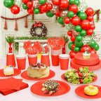 250Pcs Red Paper Plates and Napkins Party Supplies Include 9’’Disposable Red Party Plate, 7’’Dessert Plates Cups Napkins Forks Sets for Birthdays, Weddings, Graduations, Valentines, Serves 50 - Image 6