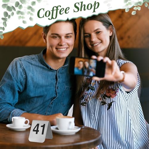 Blulu 50 Pack Stainless Steel Table Numbers 1-50, 3.0 x 2.4 Inch Double Sided Tent Style Number Signs Tabletop Display Cards for Wedding Reception, Restaurant, Party, Cafe and Event Seating - Image 3