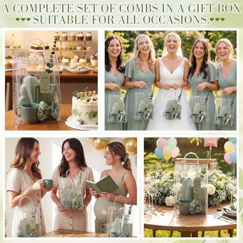 61 Pcs Baby Shower Game Prizes for Winners 6 Sets Green Wedding Bridal Shower Gifts Include Notebook Pen Hair Tie Ceramic Mugs Thank You Card Eucalyptus Leaves Party Favor Gifts for Guests - Image 4