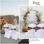 Brown Chair Sashes 60 Pack Spandex Brown Sashes for Chairs Universal Spandex Chair Sashes Bands with Heart Buckle Slider for Wedding Banquet Party Decorations - Image 5