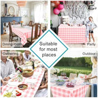 Hiasan Peach Pink and White Checkered Tablecloth Rectangle 60 x 140 Inch - Image 2