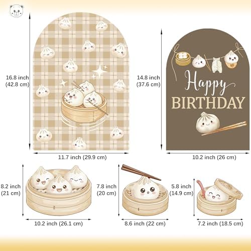 Little Dumpling Party Tableware Set - Dumpling Birthday Banner with Cake Topper, Kawaii Bao Bun All-in-One Party Decor for Baby Shower Gender Reveal Supplies, Serves 20 - Image 3