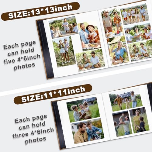 Large Photo Album Self Adhesive, DIY Scrapbook Album for 600 Photos, 13"x12.6" 120 Pages Brown Linen Cover Memory Book - Image 5