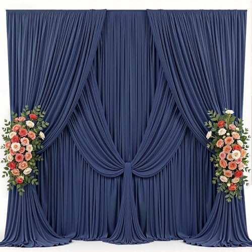 10x12ft Navy Blue Backdrop Curtains for Parties Wrinkle Free Fabric Backdrop Curtain Birthday Photo Drapes Backdrop for Wedding Baby Shower Bridal Photo Shoot Photography Back Drop 2 Panels 5x12FT - Image 3