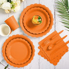 Vyntra 350 Pcs Orange Paper Plates and Napkins Party Supplies - Image 5