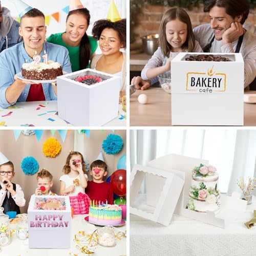 Moretoes 16pcs 12"x12"x12" Tall Cake Boxes for Tier Cakes, Sturdy Carrier - Image 7