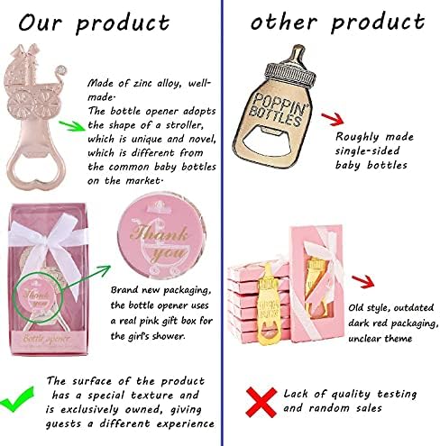 18pcs Bottle Openers for Baby Shower Favors Gifts, Bridal Baby Shower Decorations Souvenirs, Poppin Bottles Openers with Exquisite Gifts Box Used for Baby Party (Pink-Baby Carriage, 18) - Image 4