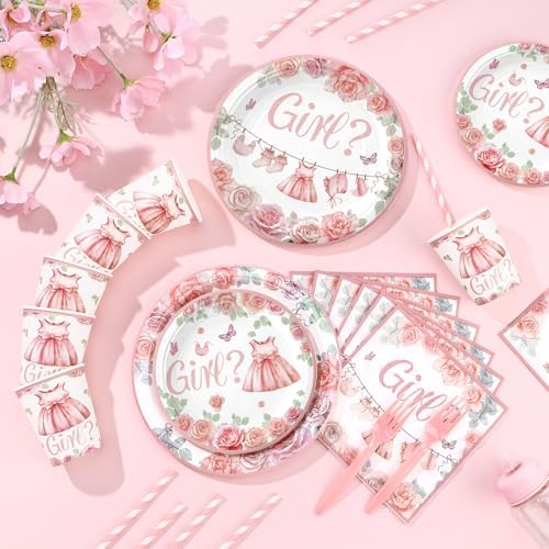 Mimorou 300 Pcs Gender Reveal Party Supplies She or He Tableware Set - Image 4