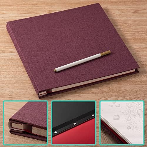 Large Photo Album Self Adhesive 4x6 5x7 6x8 8x10 Pictures Scrapbook Magnetic Album DIY Scrap Book 60 Sticky Pages Linen Cover DIY Photo Album with A Metallic Pen and DIY Accessories(Purple) - Image 6