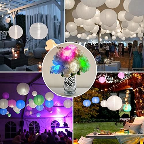 Paper Lantern Lights Battery Operated - Hanging LED Lights with Wire Bright Floral Lighting for Outdoor Indoor Wedding Camping Party Holidays Events Balloon Lanterns Last 36 Hours (White, 30 Pack) - Image 7