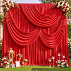 20x12ft Red Backdrop Curtains, Red Drapes for Backdrop Draping Fabric for Wedding Party Bridal Baby Shower Prom Birthday Graduation 5x12FT, 4 Panels by LittleFunny