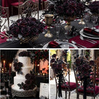 Auihiay 60Pcs Black Burgundy Roses, Faux Halloween Flowers, Black Roses - Image 7