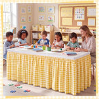 Gingham Teacher Desk Table Skirt for Classroom, Yellow - Image 5
