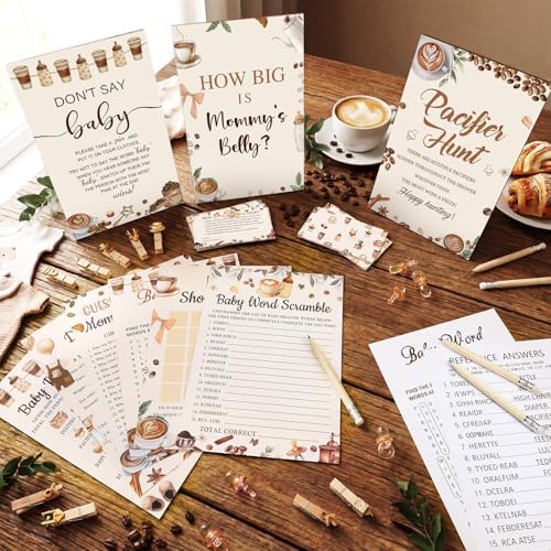 Sherr 476 Pcs Coffee Baby Shower Game Set, 9 Style Baby Shower Activities - Image 2