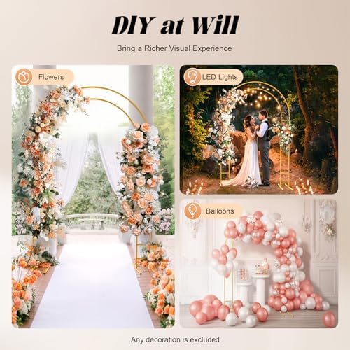 7.2 FT Metal Wedding Arch Backdrop Stand, Open Arch Backdrop Stand Balloon Arch Stand Gold Backdrop Stand for Wedding Ceremony Bridal Baby Shower Photo Booth Party Decoration - Image 4