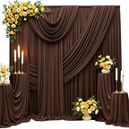 20FT x 15FT Wrinkle-Free Brown Backdrop Curtains for Wedding, 4 Panels Brown Fabric Photo Background Drapes for Wedding Reception, Birthday, Bridal & Baby Shower Decorations Photography by Besutolife