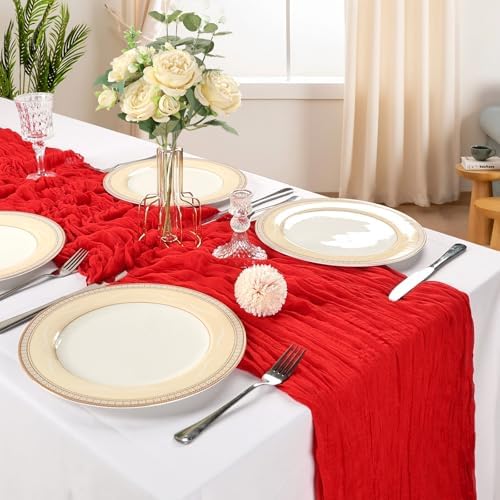 12 Pack 10Ft Red Cheesecloth Table Runner 23 x 120 Inch - Image 2