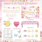 Princess Baby Shower Decorations, A Little Princess Is On Her Way Backdrop, Balloon Garland, Cake Topper, Crown for Girls Baby Shower Gender Reveal Party - Image 2