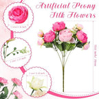 Geosar 16 Bundles Artificial Peonies Flowers,Champagne,Pink - Image 2