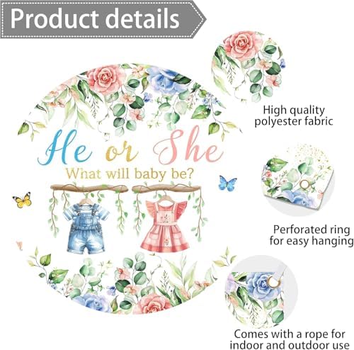 20x10 FT Gender Reveal Backdrop Blue Pink Bear Boy or Girl Background Sign Decorations Banner New Born Baby Shower Baptism Kids Birthday Party Photo Shoot Supplies (He or She) - Image 4