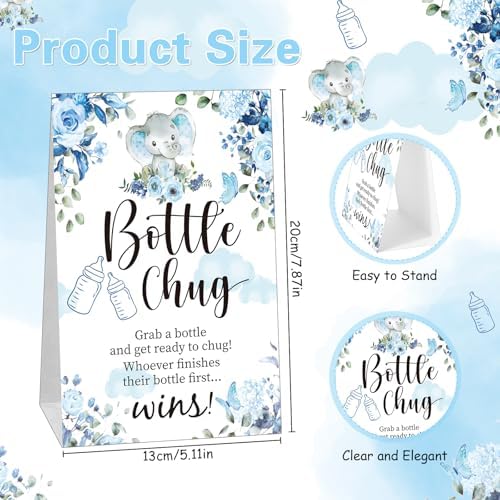 TrelaCo 20 Pcs Bottle Chug Game, Elephant Theme Baby Shower Favors, Blue - Image 2