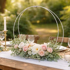 8 Pack 14 Inches Metal Double Floral Hoop Centerpieces with Stand and 38-Yard Paddle Wire Craft Centerpiece Table Decorations Wedding/Baptism/Party/Centerpiece DIY Metal Ring Table Décor, Silver - Image 2